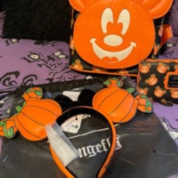 Mickey Jack o\' Lantern Pumpkin Backpack Wallet Ears Set main image 5